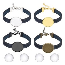 Bracelet Blanks for Jewelry Making 4pcs 25mm Blue