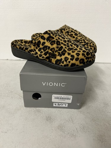 Vionic Gemma Women’s Comfort Mule Faux Slippers - Tan Leopard - Size: 5 M