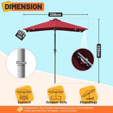 Sonnenschirm Knickbar Balkonschirm mit LED Gartenschirm 210x140CM Rechteckig