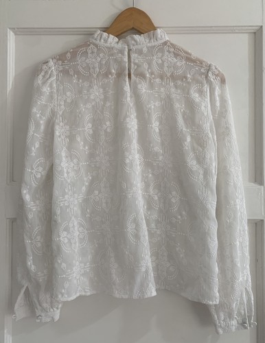 SEZANE - Women’s Embroidered Sheer Top / Blouse Size EUR 36 / UK 8 - Picture 7 of 16