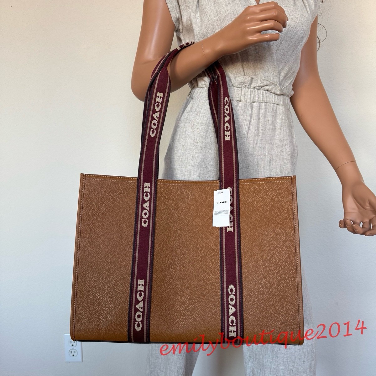 【★大人気★Coach(コーチ)★Smith Tote Bag Penny】 NWT Coach CU996 Large Smith Tote Pebble Leather Penny Brown
