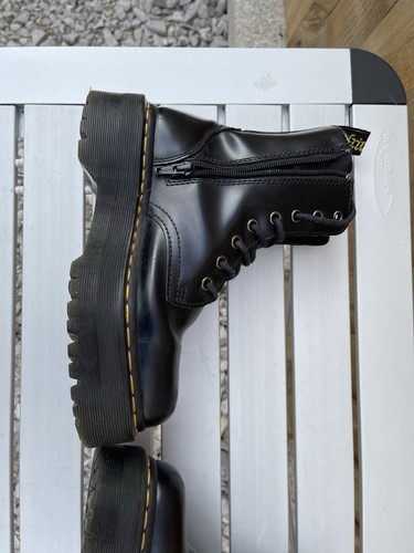 Dr Martens Black Leather Platform Boots Jadon Size 4 Zip Up - Picture 20 of 21