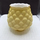 FENTON Cased  Jacqueline Yellow Honey Amber Artichoke Vase Rose Bowl 5”