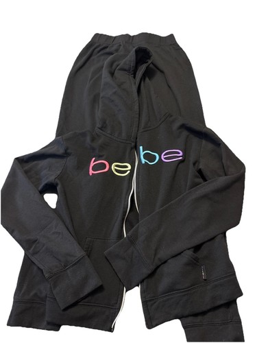 Bebe Sport Hoodie Set Girls Size 14 Black/Rainbow Logo Hooded Zip & Sweatpants - Picture 21 of 21
