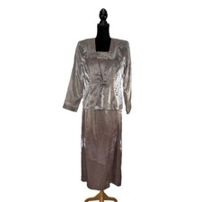 R M Richards Bronze Iridescent Long Formal Mother of the Bride Dress - Size 12P