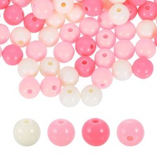 100pcs Cream Pink Acrylic Round Beads 10mm Plastic Resin Loose Bead