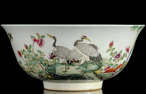 Yongzheng signierte alte chinesische Famille Rose Schale mit Vogel N1303 - Bild 2 von 9