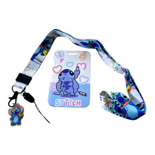 Disney Lilo  Stitch Cartoon Character Light Colors Lanyard ID Badge Holder NEW
