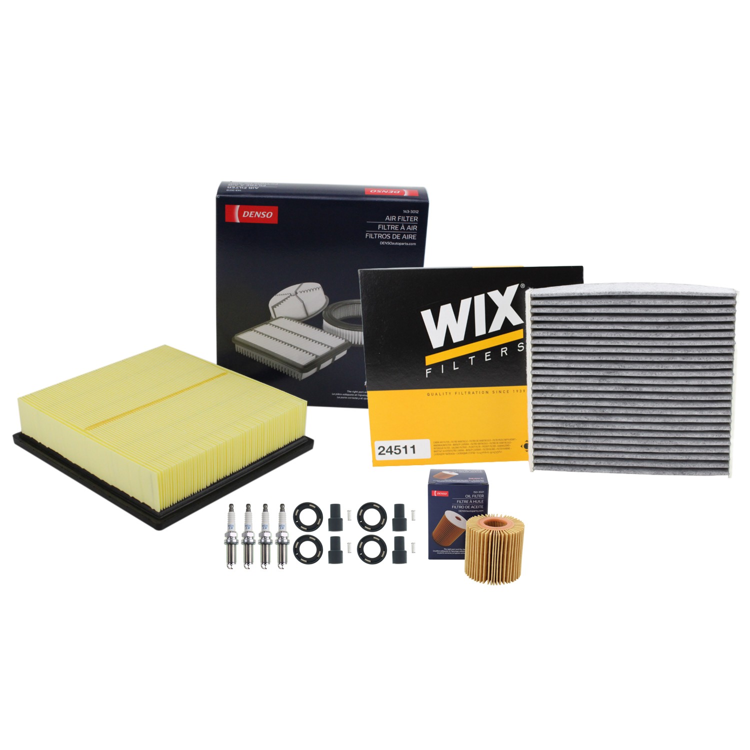 Denso Tune Up Kit NGK 4 Spark Plugs  Boots Kit for Lexus NX200t 2.0L L4 8AR-FTS