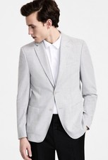 Calvin Klein Men's Solid Slim-Fit Soft Sport Coat Heather/Grey Size-36Regular