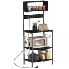 HOMCOM Scaffale da Cucina con Multipresa, Scaffale per Microonde con Ripiani e G