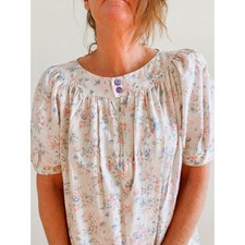 Vintage Floral Cotton House Dress Nightgown Size M Grannycore Cottagecore