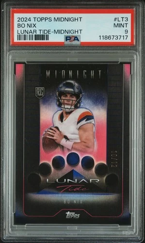 2024 Topps Midnight - Bo Nix / Lunar Tide Midnight #10/12 PSA 9 NUMBER MATCH