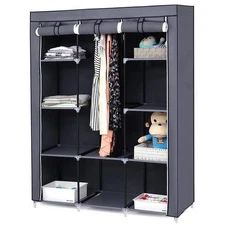 67" Portable Clothes Storage Closet Organizer Wardrobe Rack Shelf Dustproof Home