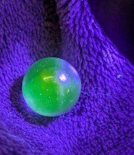 UV Reactive Uranium Blue Clearie Glass Marble .61 Translucent Vintage