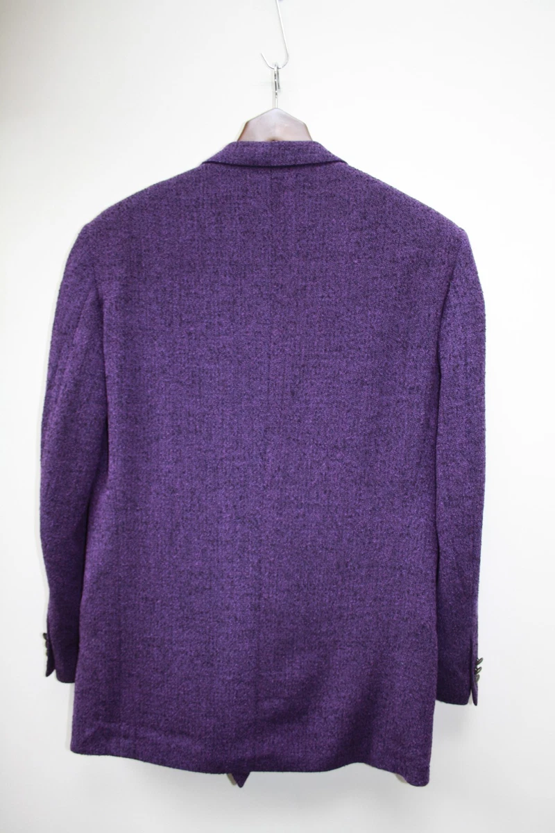 CLASSIC VERSACE V2 COLLECTION MENS PURPLE  WOOL BOUCLE BLAZER JACKET, 38 REG