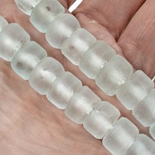 Seafoam Green Recycled Glass Beads, Rondelle Bead Strand for DIY Jewelry Making