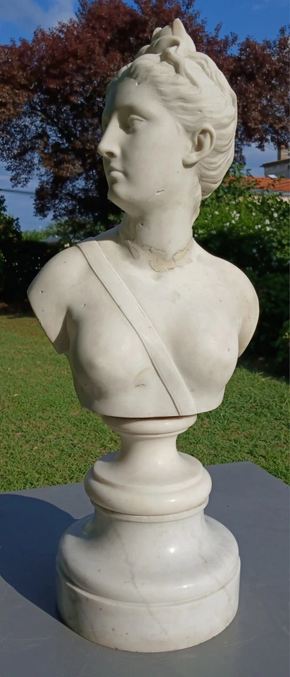 Buste Marbre Diane. Houdon - Photo 3/4