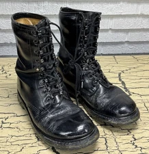 VTG Echt Leder Obermaterial Rindleder Military Boots Mens 8 1/2 Black Leather