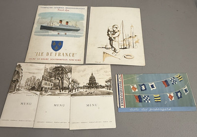 Lot of Vintage French Line and Transatlantique Cruise Ship Literature SS Flandre