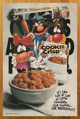 1996 Cookie-Crisp Cereal Vintage Print Ad/Poster Authentic 90s Kid Food Wall Art