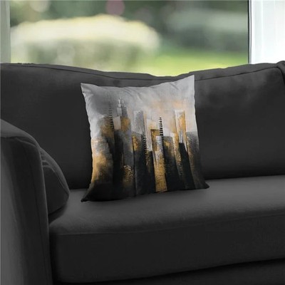 Begin Home Decor C1PC1414ZR9KCY 14 x 14 in. Abstract Gold Skyscraper - Living...