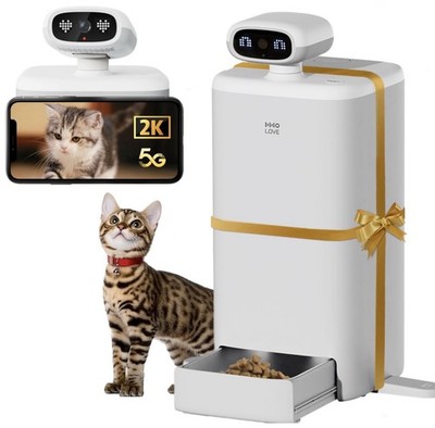 HHOLOVE Automatic Cat Feeder With Camera AI-Powered, 2k HD Video Night Vision,
