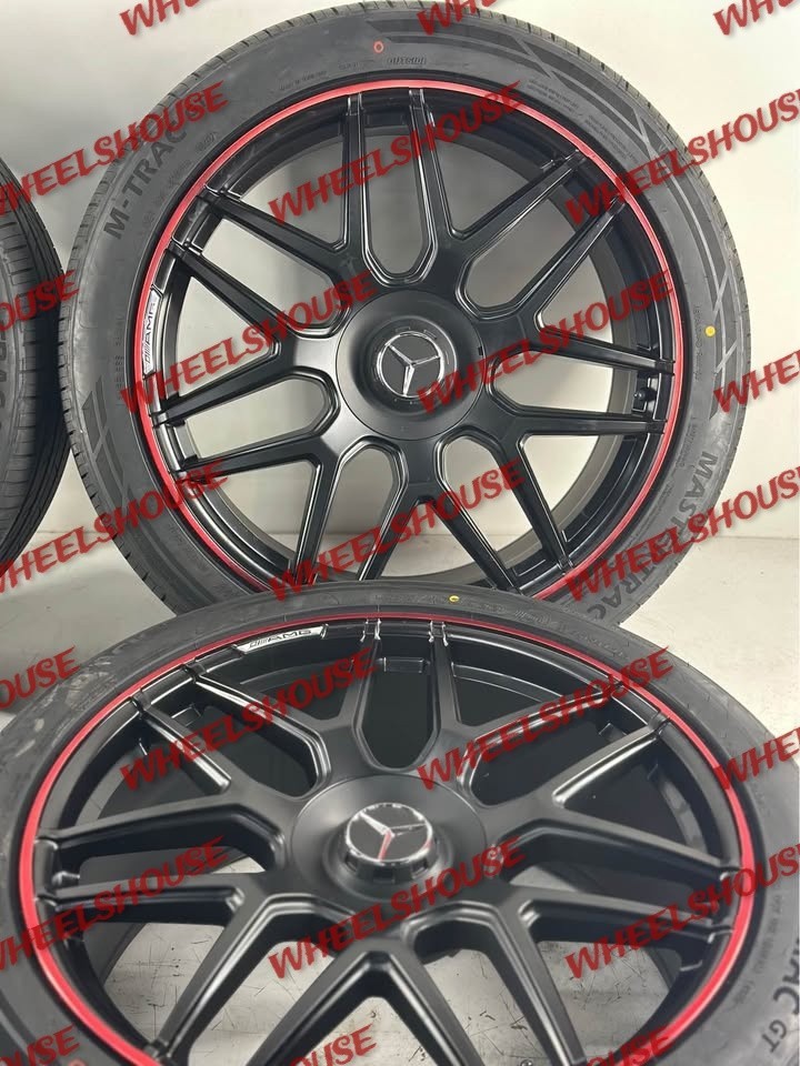22x10 BRABUS GLOSS BLACK RED WHEELS RIM TIRES MERCEDES G-WAGON G55 G500 G550 G63