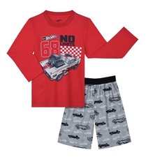 Hotwheels Boys Long Sleeve Sleep Top Shorts Pajama Set 2-piece Size Large