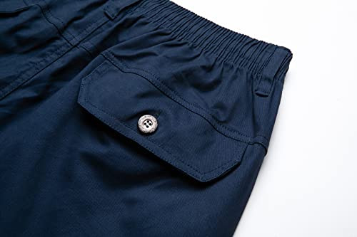 Mens Cargo Pants Elastic Waist Pants Sport Jogger Long Trousers X-Large Navy - Picture 7 of 8