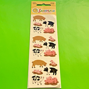 Rare Sandylion Stickers Micro Mini Fuzzy Pigs in Mud Piglets HTF