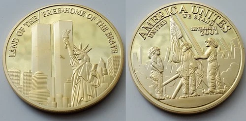 911 Gold Coin Americana New York Fire Man Statue of Liberty World Trade Center
