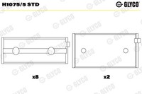 Glyco H1075/5 STD Kurbelwellenlager FüR ,CitroËN,Fiat,Innocenti,Lancia,Saab,Tofa