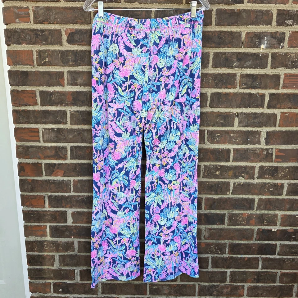 Pantalones Lilly Pulitzer Multicolor Oyster Bay Azul Marino Costa Playa Festival Luz M Foto 4 de 4
