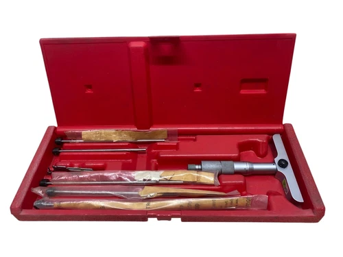Mitutoyo 129-132 Depth Micrometer, 0-6" Range, .001" Graduation, 4" Base
