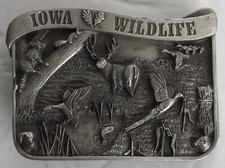 1985 Iowa Wildlife Belt Buckle Limited Edition No. 231 Of 500