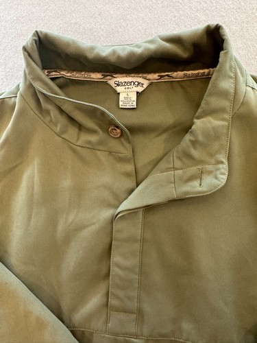 Slazenger Golf Jacket Men's Large Olive Green Short Sleeve Pullover Brushed - Picture 2 of 5
