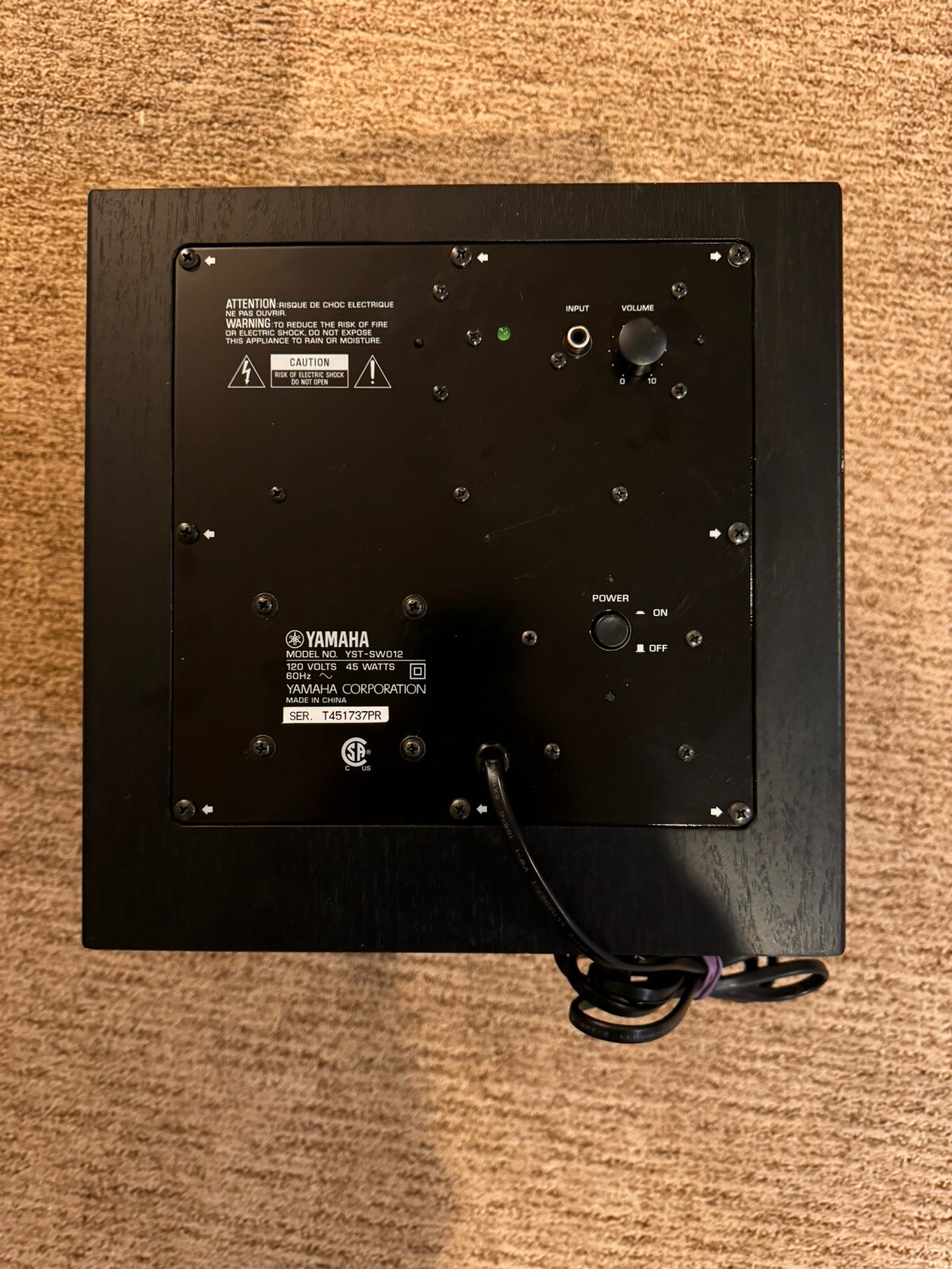 YAMAHA YSTSW012 POWERED SUBWOOFER With Advanced Active Servo Tech. II & QDBass eBay