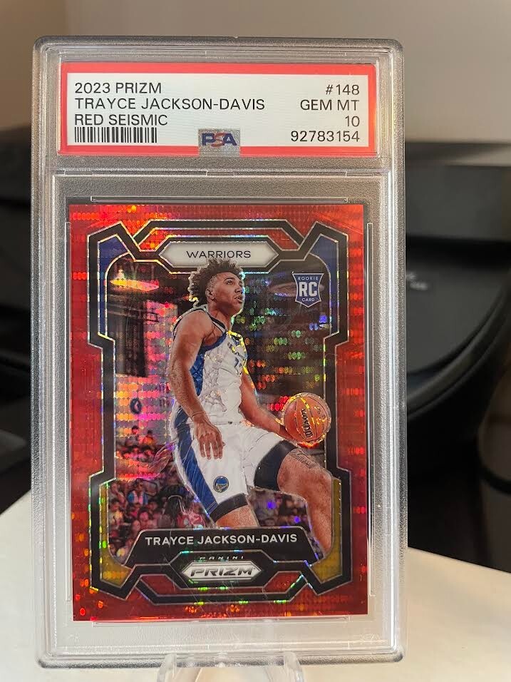 2023-24 Prizm Trayce Jackson-Davis Prizms Red Seismic #148 (RC) Warriors 51/299