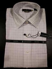 NWT LANESBORO NON IRON L/S DRESS SHIRT REGULAR FIT-WHITE/PURPL PLAID-16.5 32/33