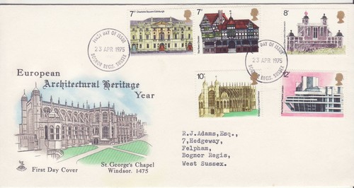 GB Stamps First Day Cover Mercury European Architectural Heritage, design 1975