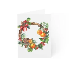 Wreath Christmas Greeting Cards (1, 10 pcs) Artistic cards Fine Art Cards 