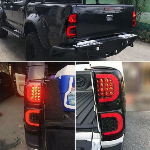 Pair Tail Lights For Toyota Hilux Vigo 2015-2020 LED Smoke Lens Rear Brake Lamps - Picture 8 of 20