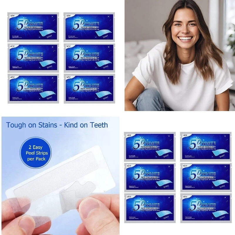 TEETH WHITENING STRIPS 5D WHITE New! Whiter Teeth Brighter Confidence Try Professional Teeth Whitening Strips