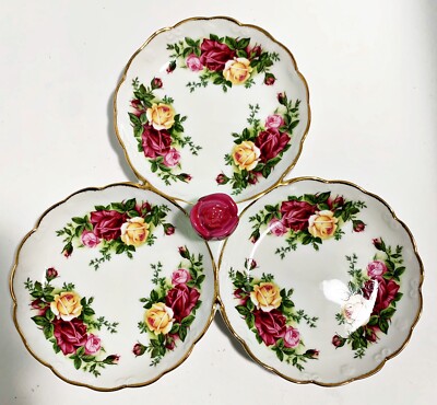 Royal Albert Old Country Roses 3 Section Server Rose Bud England w BOX Vintage