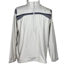 Nike Golf Mens Jacket Size Large Beige Pullover  Zippered Pockets