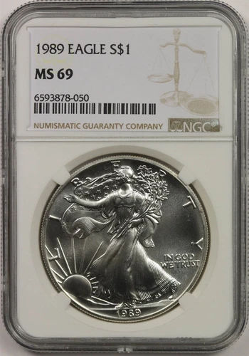 1989 Silver Eagle Dollar $1 NGC MS 69 1oz Fine Silver