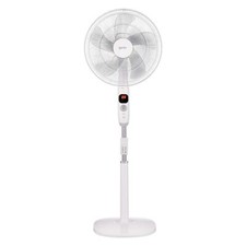 Pedestal Fan, 16 Inch, Ultra Quiet, 12 speeds LED Display, White, Igenix DF1670
