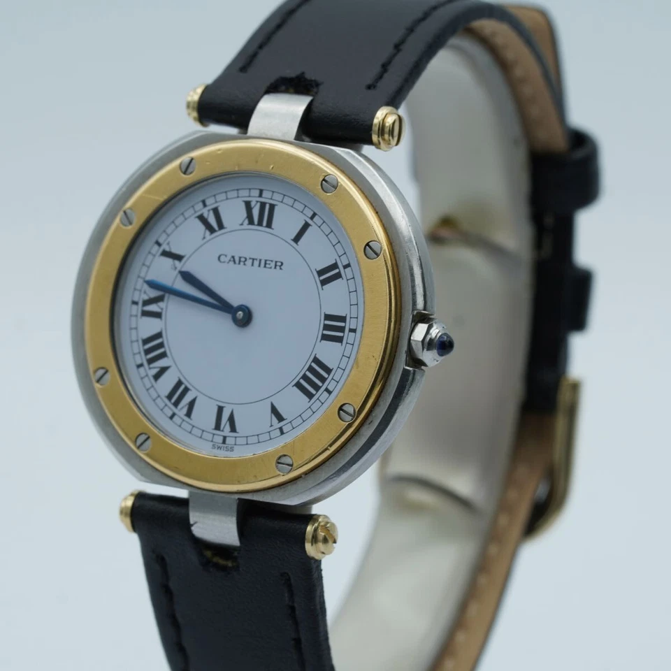 CARTIER SANTOS RONDE QUARTZ DAMEN UHR 33MM STAHL/GOLD VINTAGE 2 - Bild 4 von 4