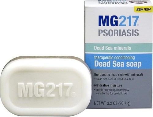 MG217 Psoriasis Dead Sea Mud and Salt Dual Bar Soap - with Aloe and Vitamin E, 3 - Picture 4 of 5